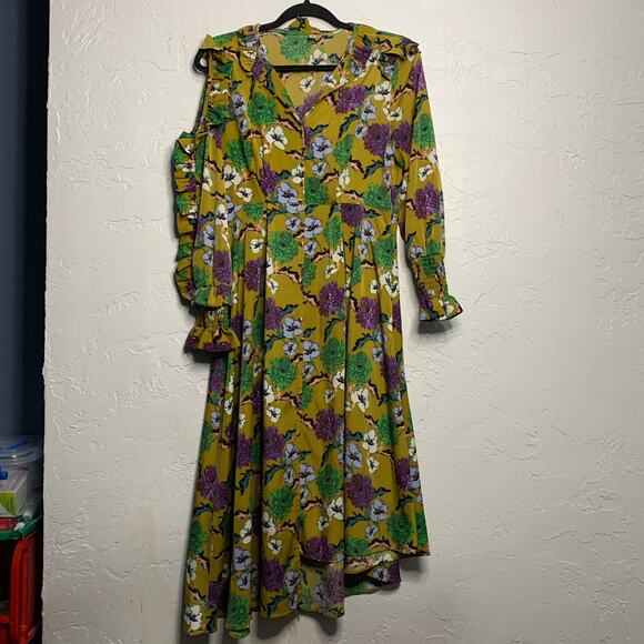 Enda Forty Four Floral Long Sleeve Cold Shoulder Dress Womens small eclectic - Picture 1 of 9